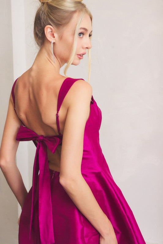 TIE BACK CUTOUT DETAIL SKATER MINI DRESS