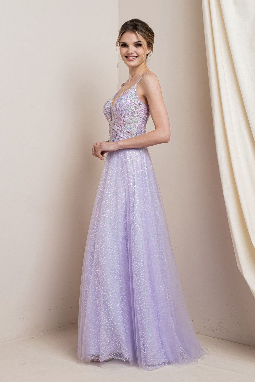 Floral Embroidered Shimmer Maxi Party Dress