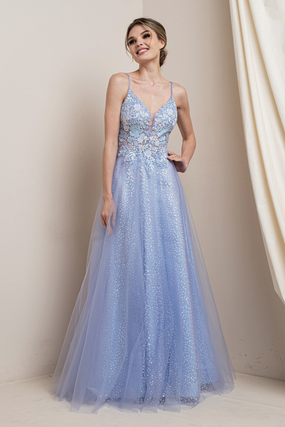 Floral Embroidered Shimmer Maxi Party Dress