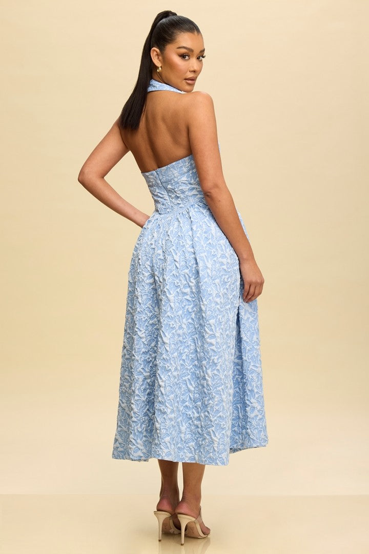 Puff Jacquard Midi Dress