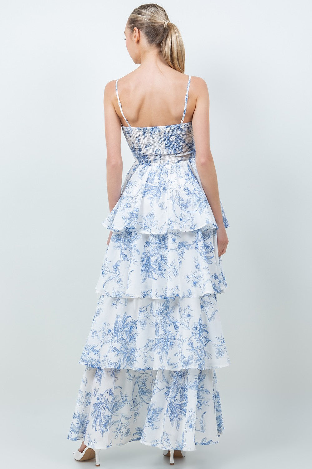 Floral Front Tie Tiered Maxi Dress