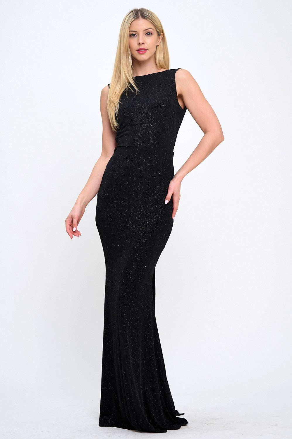 Back Bow Train Mermaid Maxi Cocktail Dress