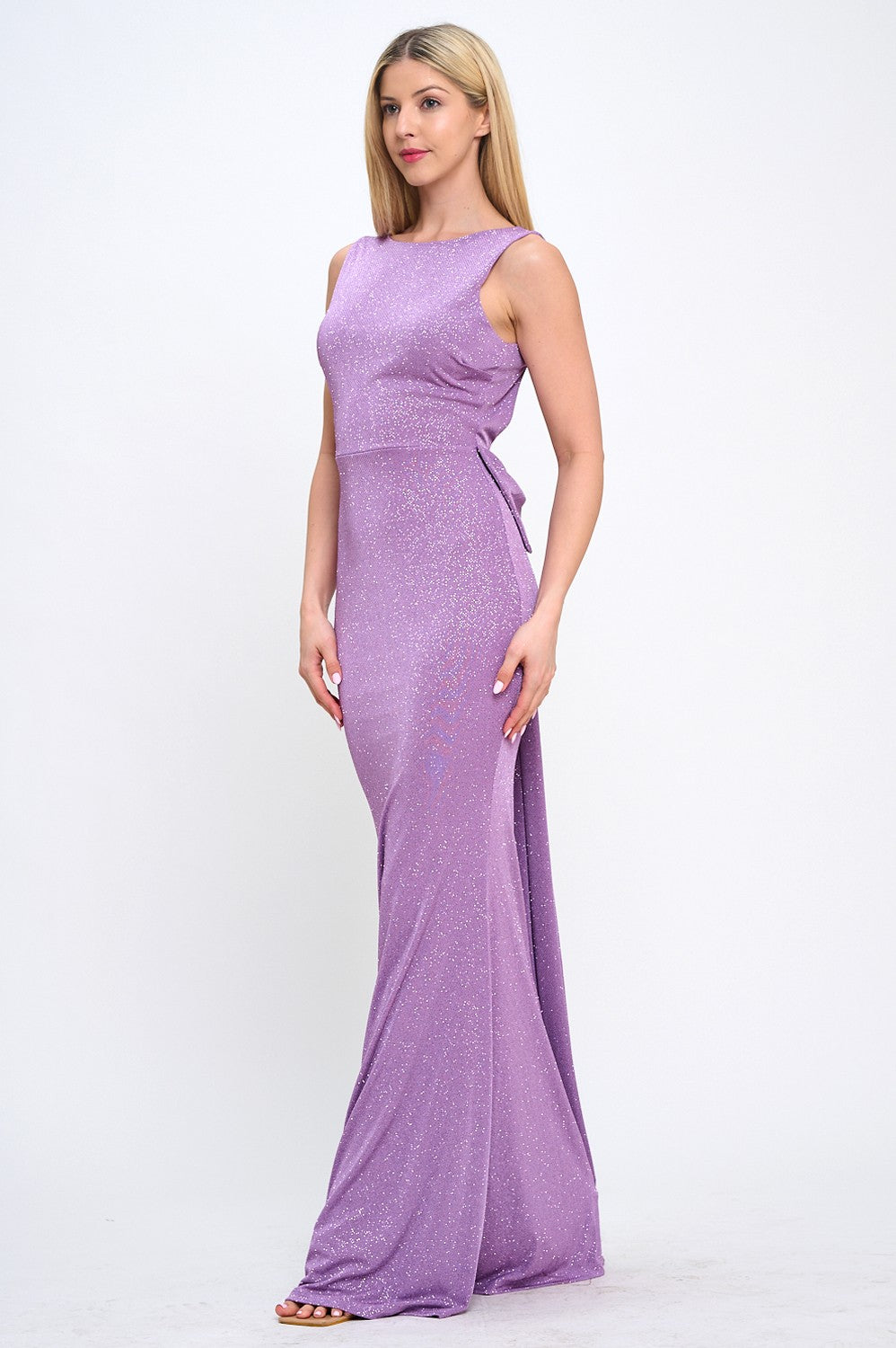 Back Bow Train Mermaid Maxi Cocktail Dress