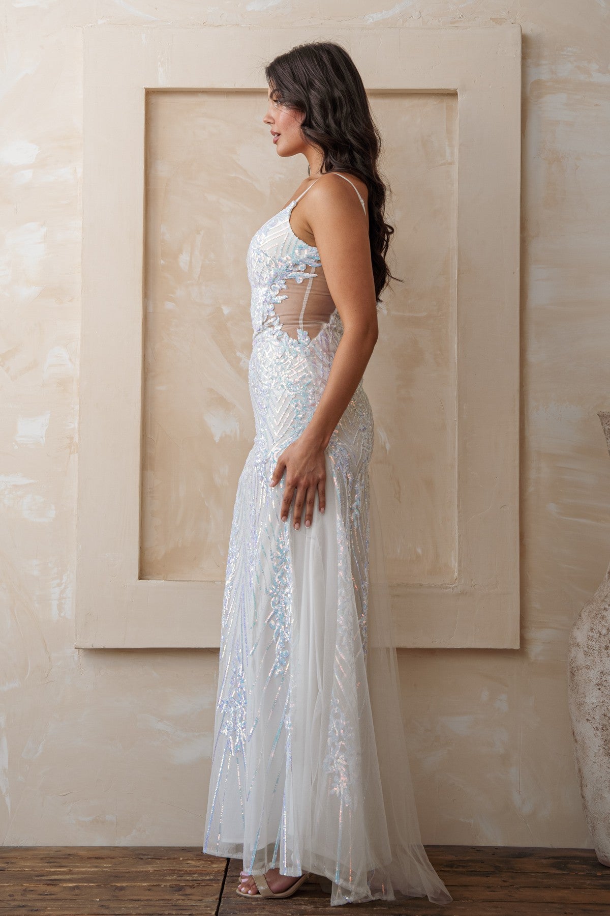Sequin Overlay Mermaid Tulle Maxi