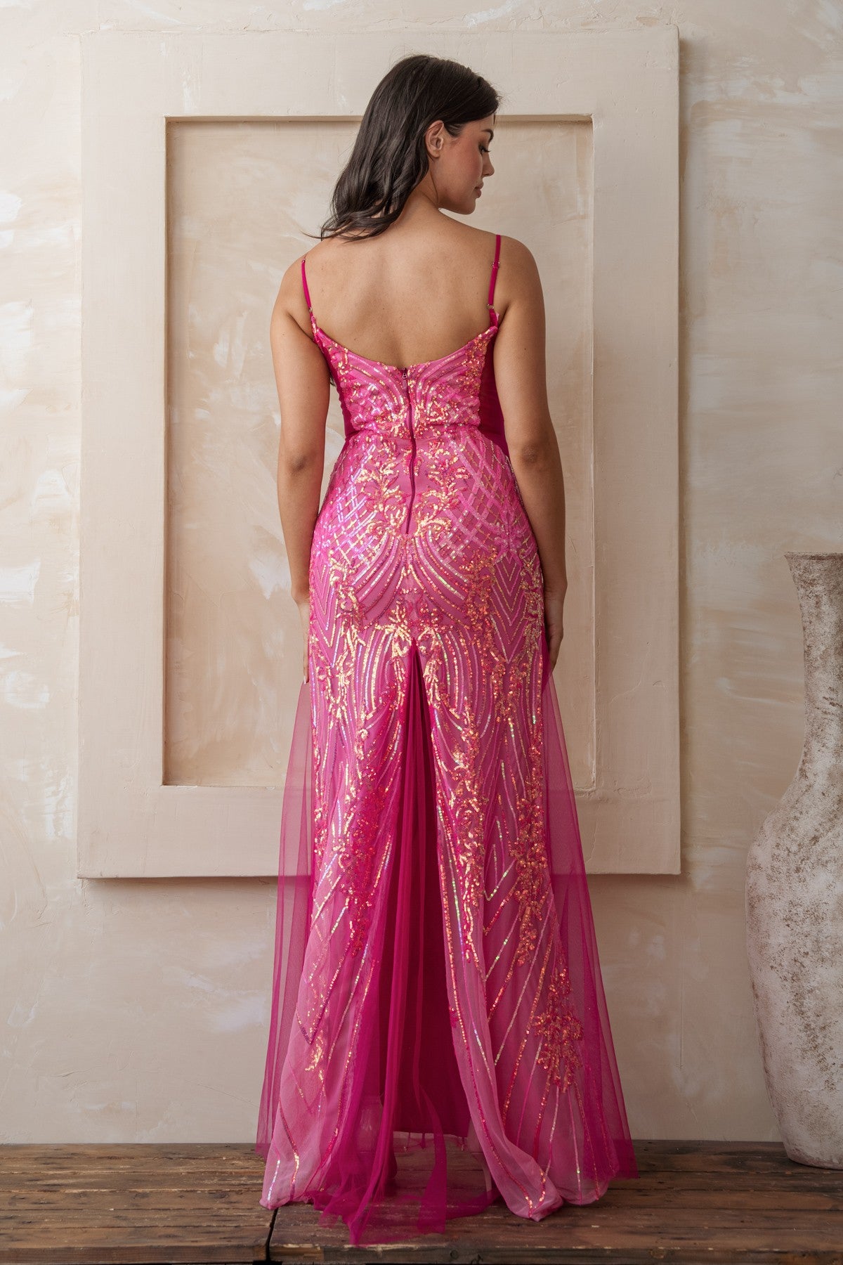 Sequin Overlay Mermaid Tulle Maxi