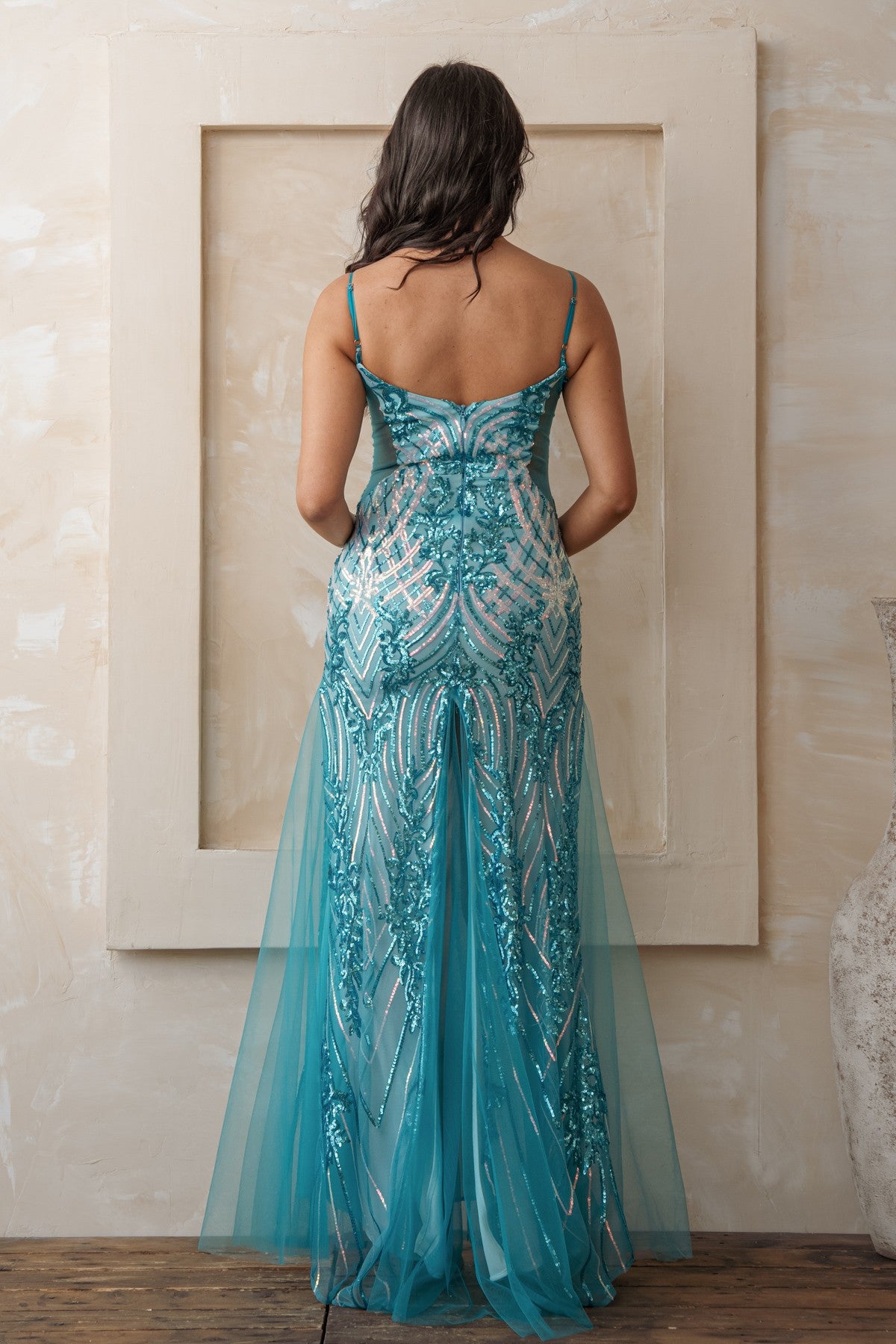 Sequin Overlay Mermaid Tulle Maxi