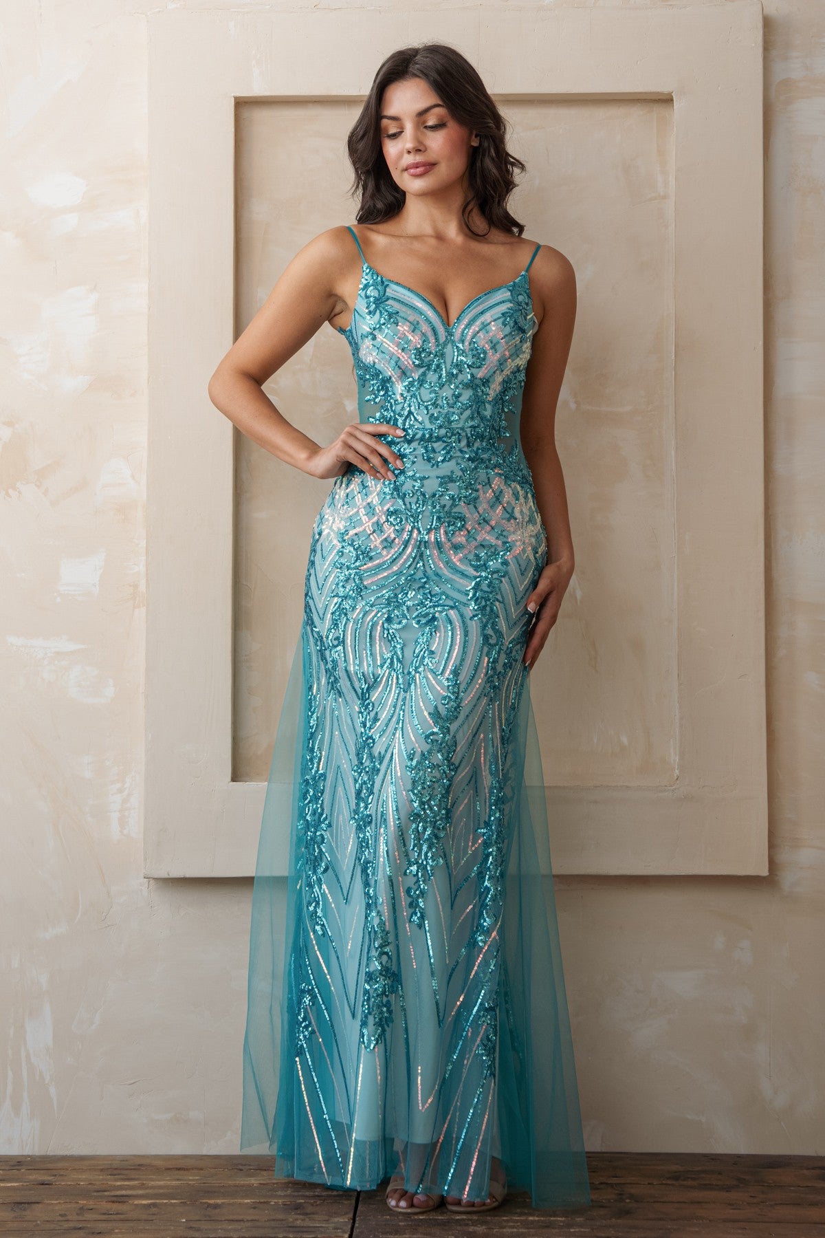 Sequin Overlay Mermaid Tulle Maxi