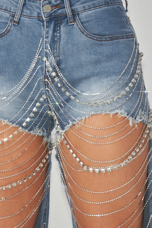 CHANELLE RHINESTONE DENIM PANTS