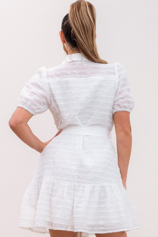 CONTRAST SHORT SLEEVES MINI SUMMER DRESS