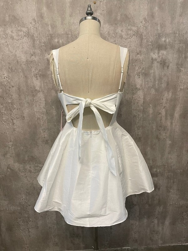 TIE BACK CUTOUT DETAIL SKATER MINI DRESS