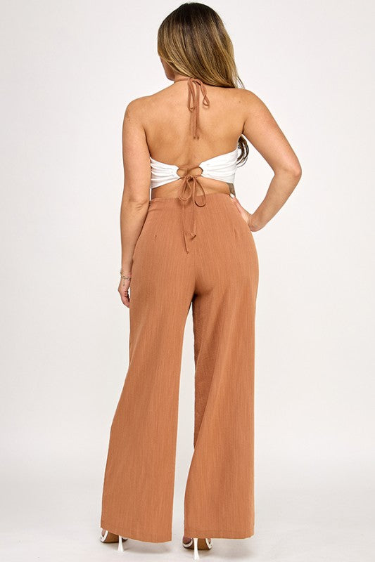 BANDEAU TOP WITH APPLIQUE AND PANTS SET