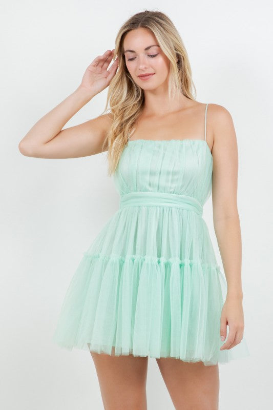 CHIFFON SLEEVELESS MINI DRESS