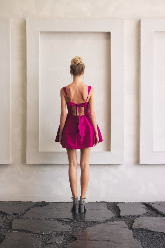 TIE BACK CUTOUT DETAIL SKATER MINI DRESS