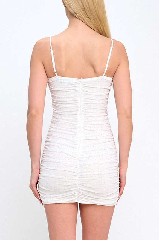 EMBELLISHED PLUNGING NECKLINE MINI PARTY DRESS