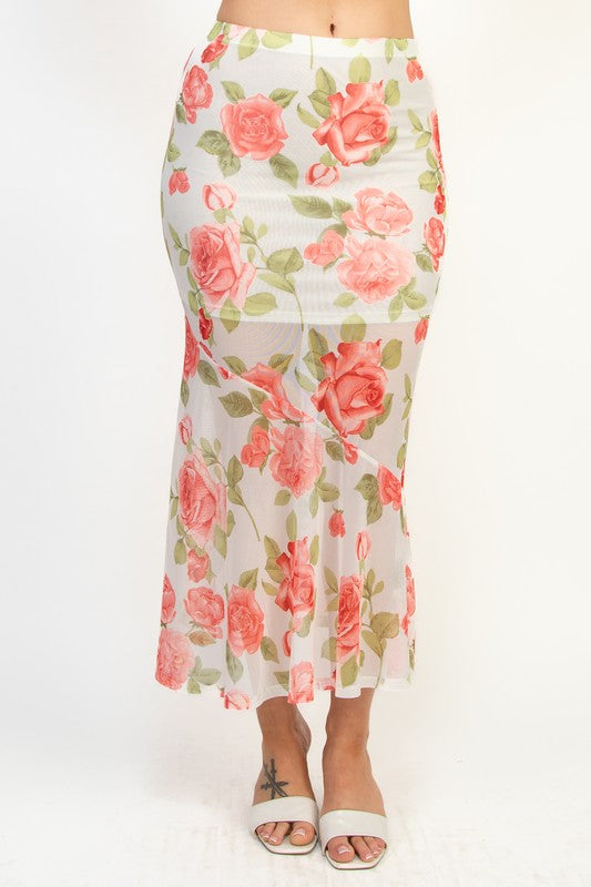 MESH PRINT TANK TOP AND SKIRT SET