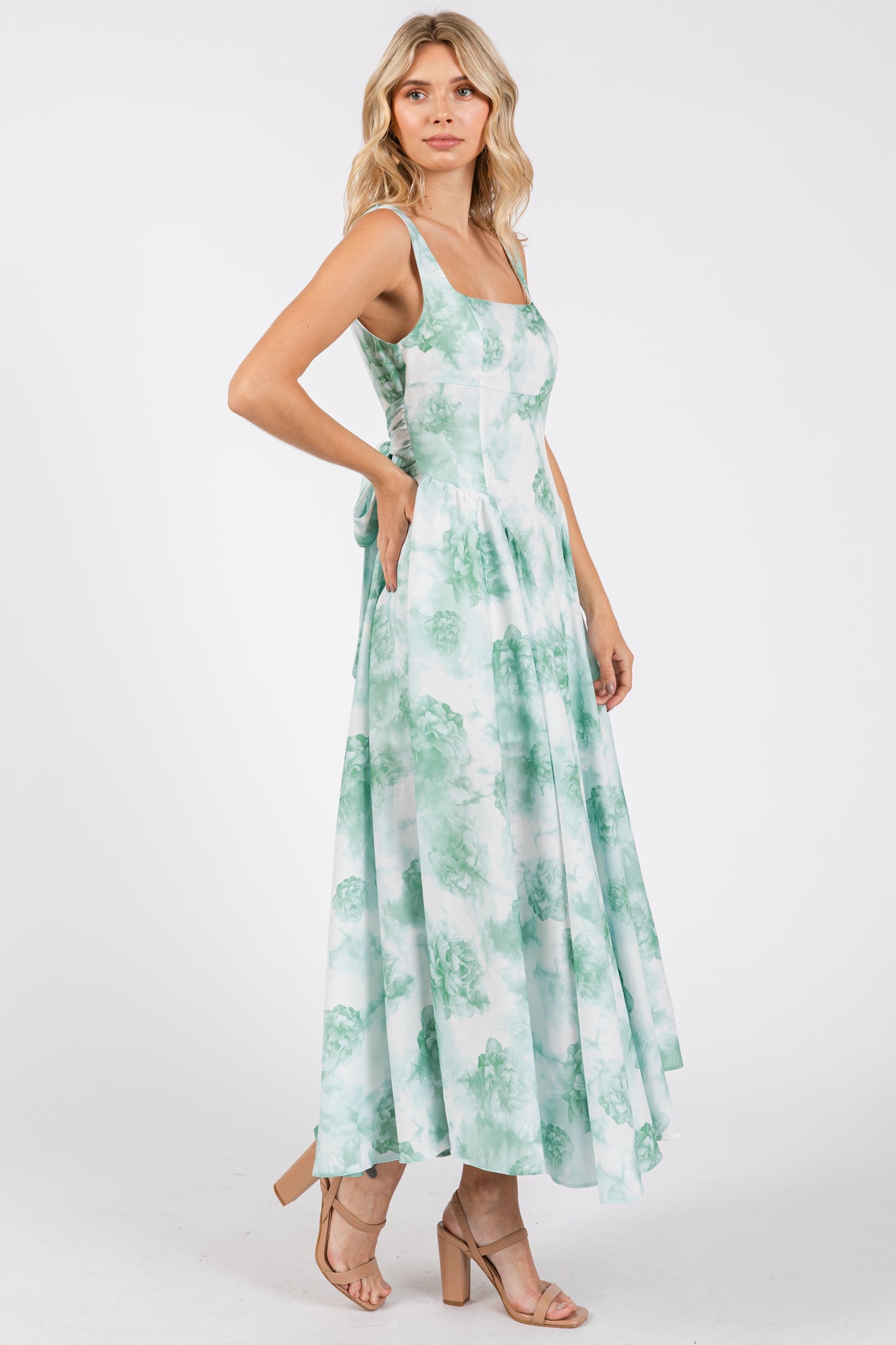 Poplin Back Ribbon Midi Dress