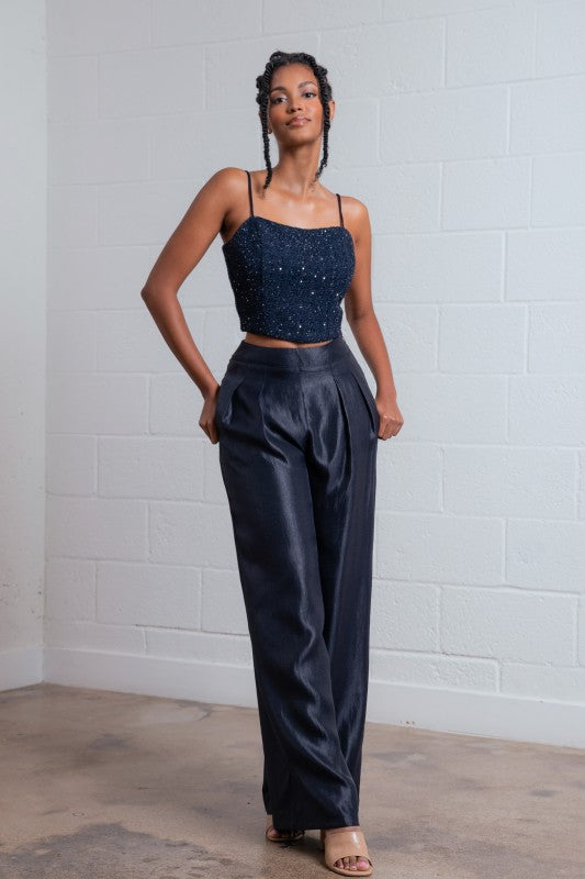 TWEETED CROP TOP & PANTS SET