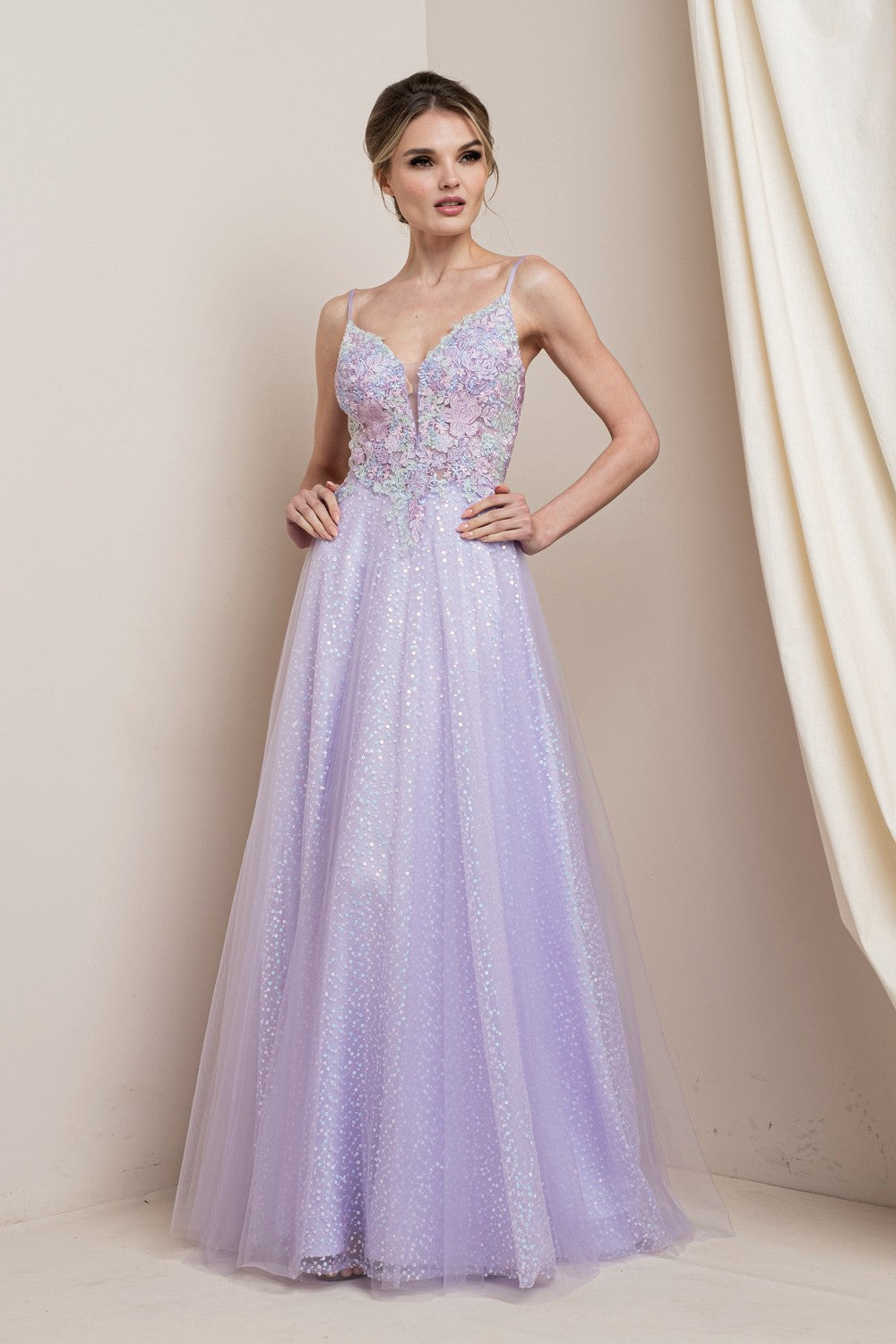 Floral Embroidered Shimmer Maxi Party Dress