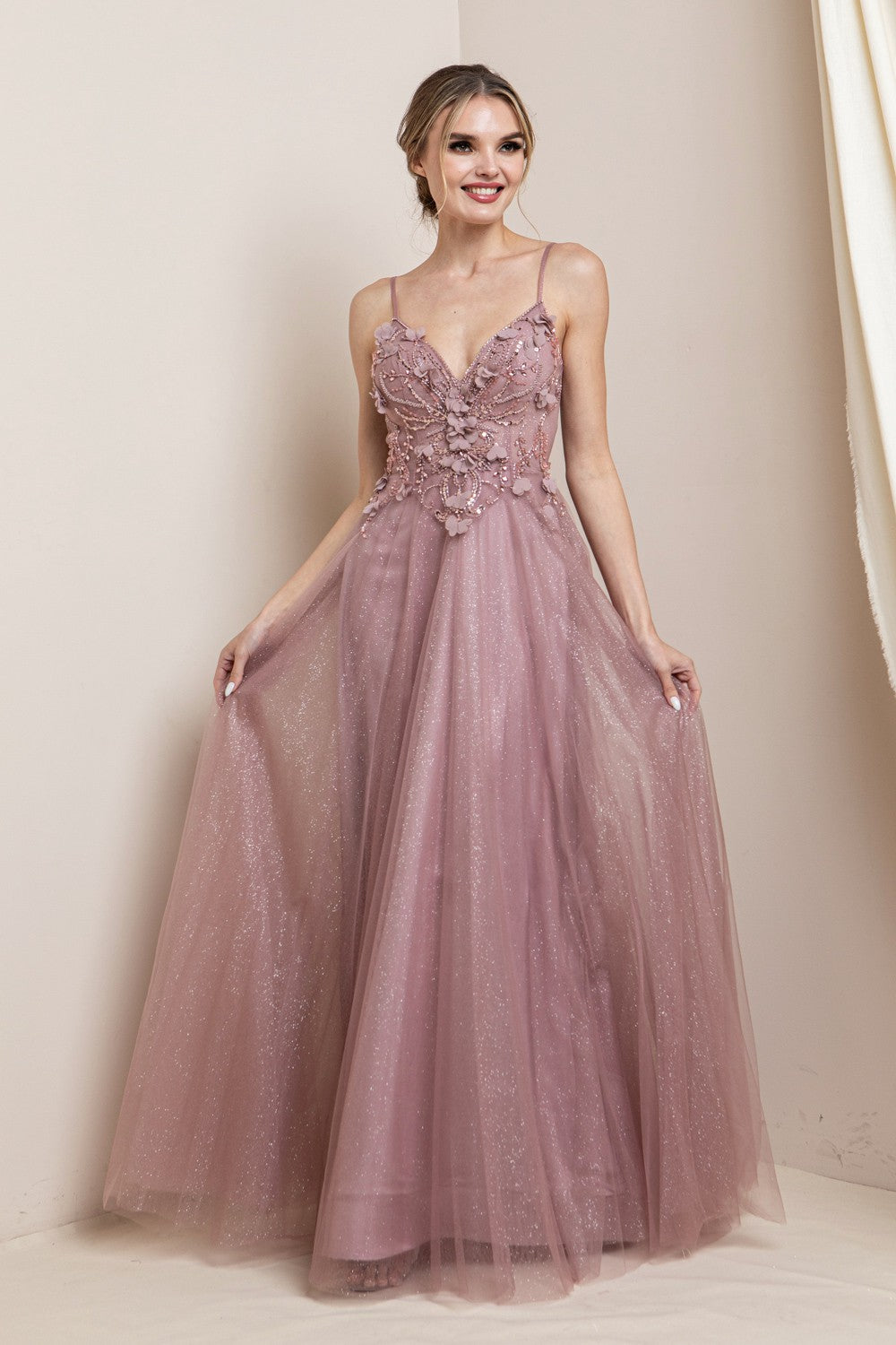 3d Floral A-line Maxi Party Dress