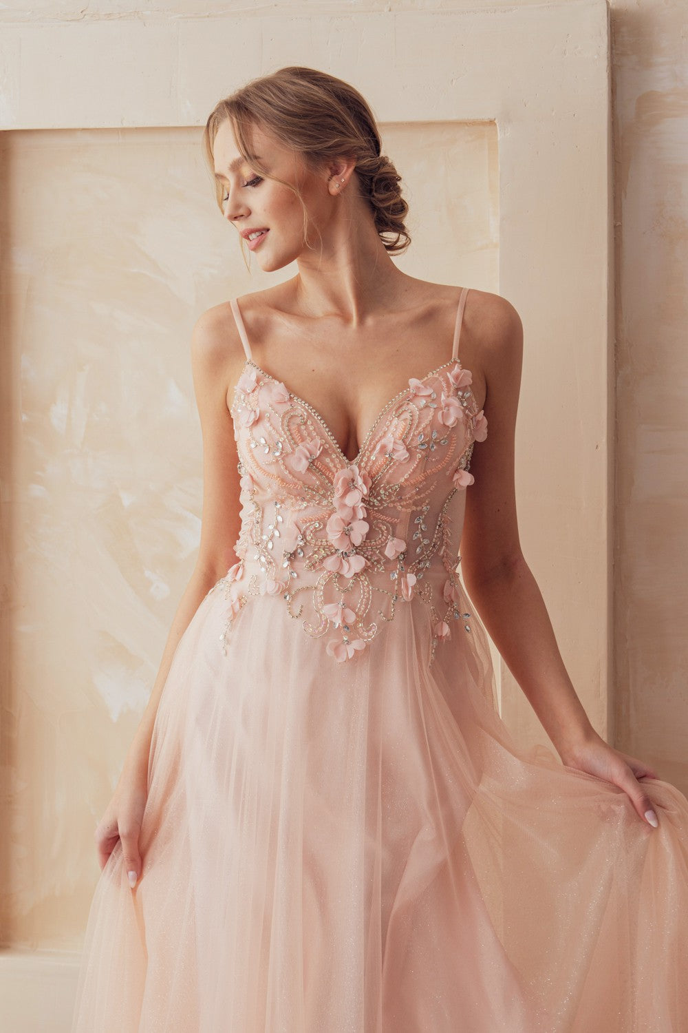 3d Floral A-line Maxi Party Dress