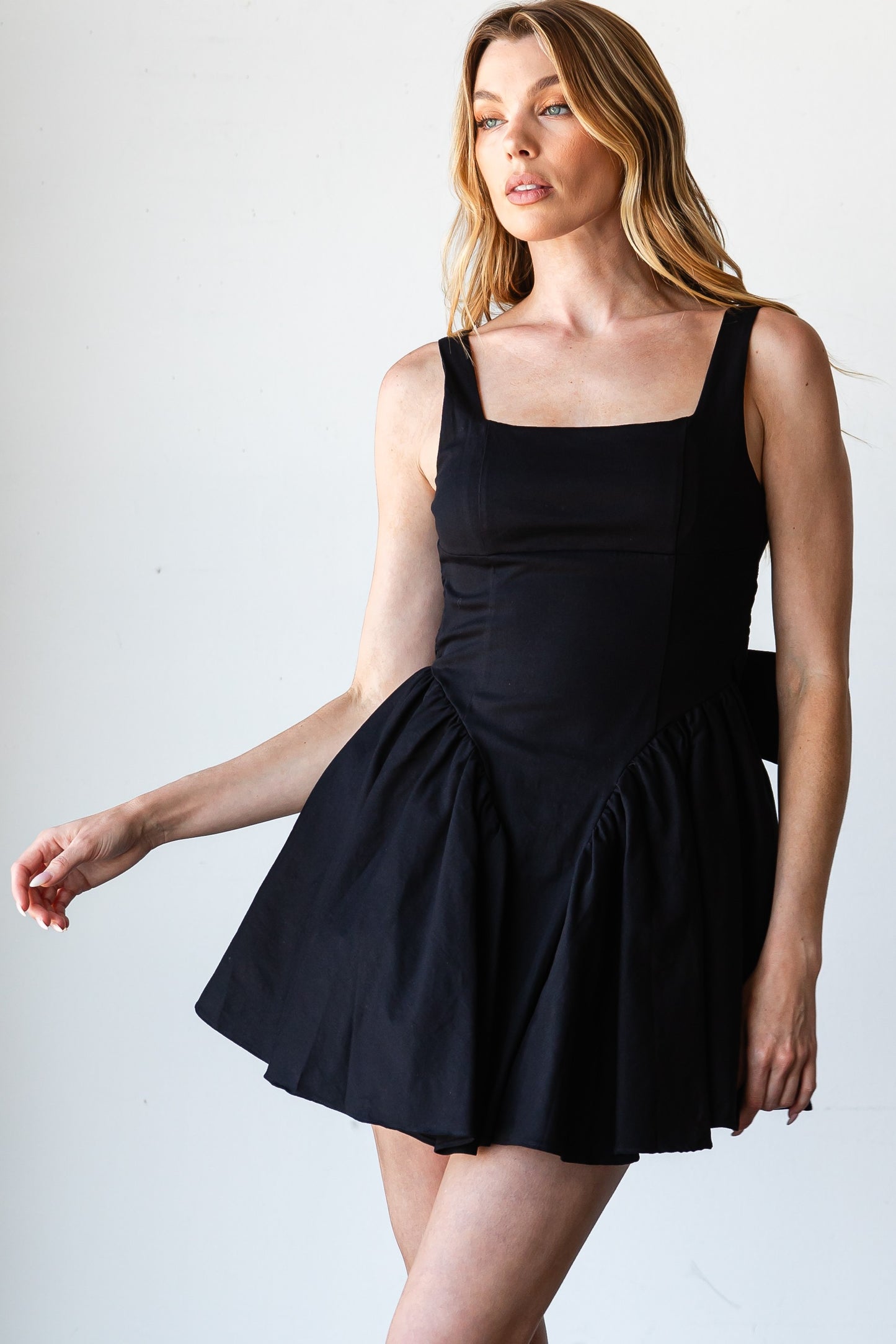 Back Ribbon A Line Mini Dress