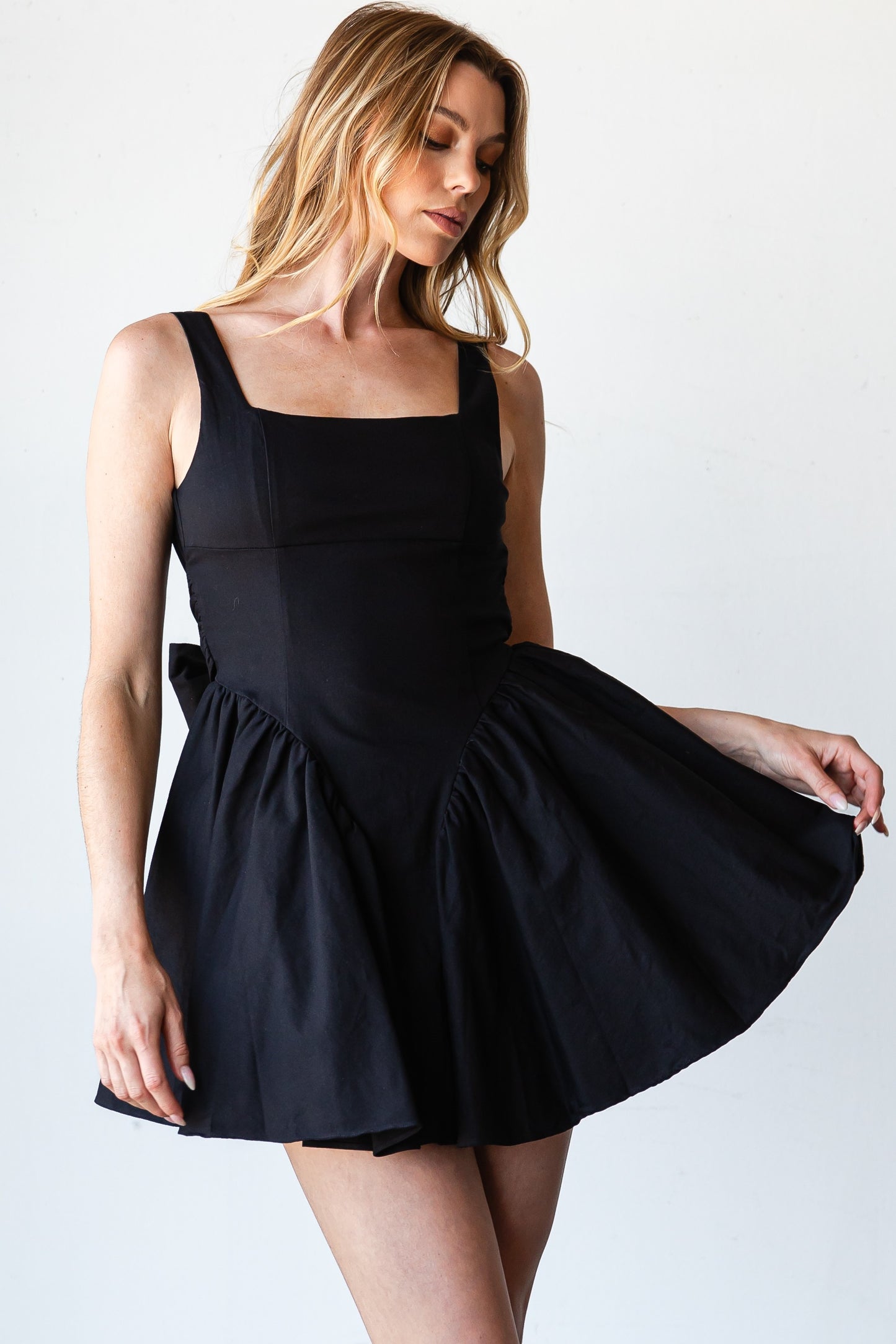 Back Ribbon A Line Mini Dress