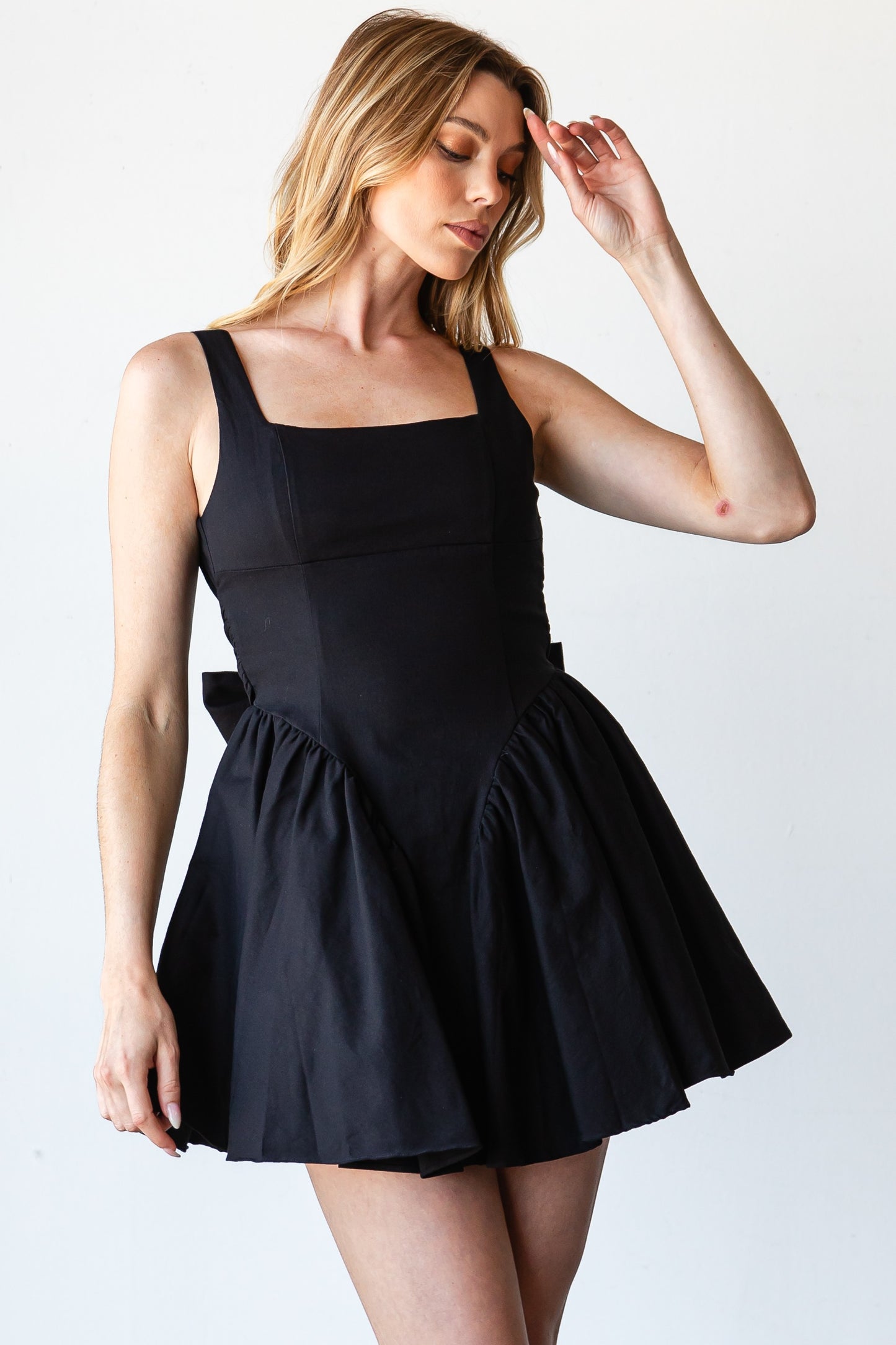 Back Ribbon A Line Mini Dress