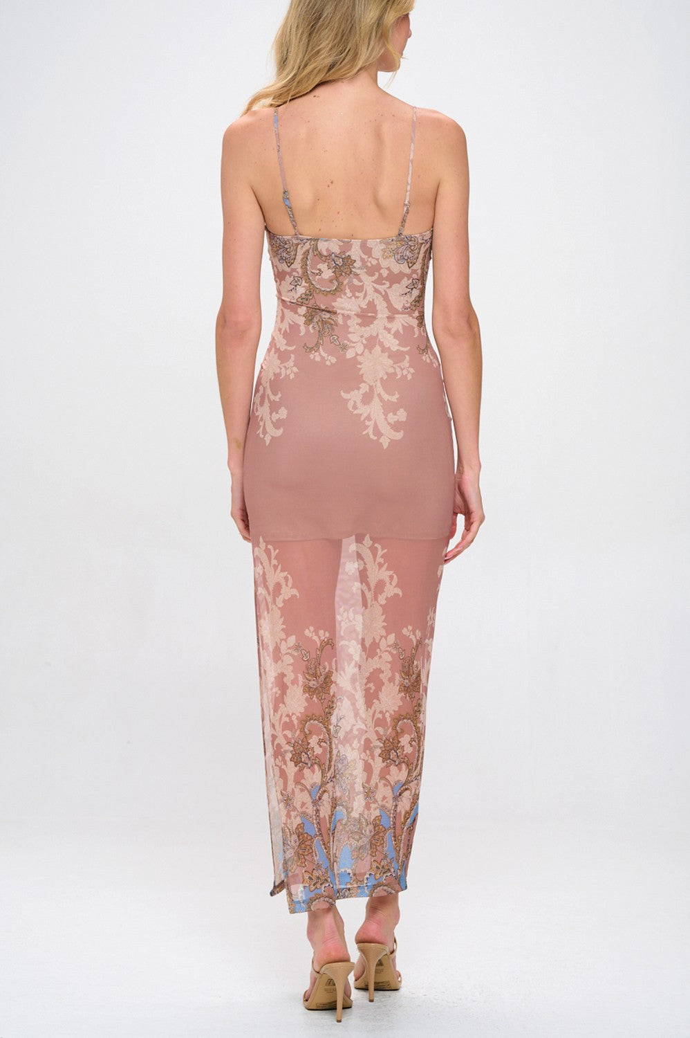 Paisley Slit Maxi Cocktail Dress