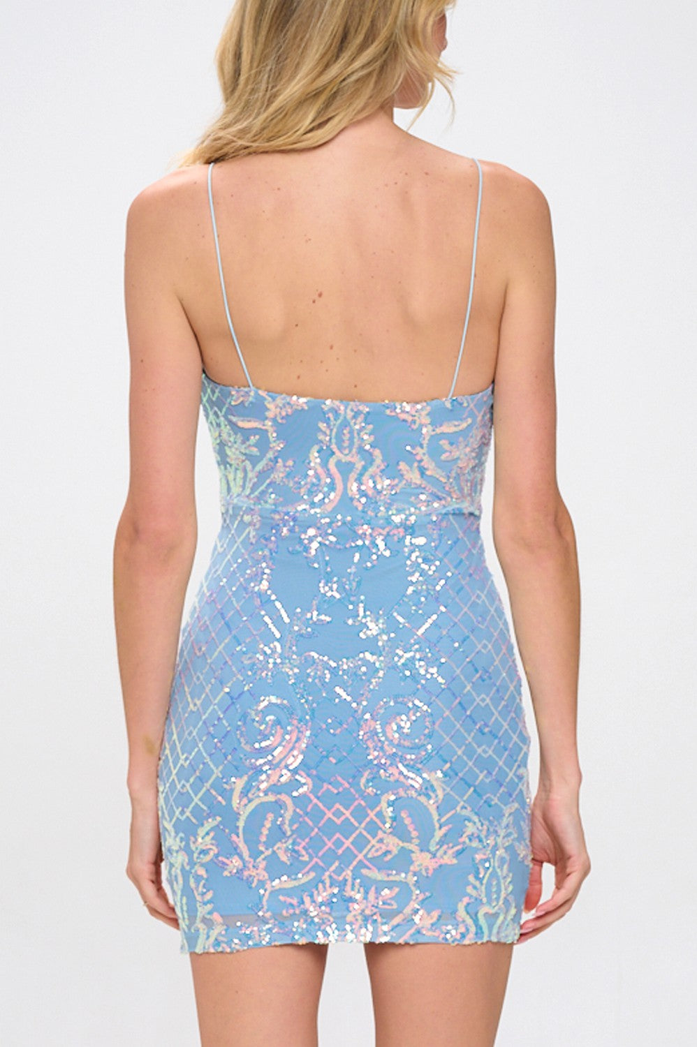 Sequin V-neckline Bodycon Mini Party Dress