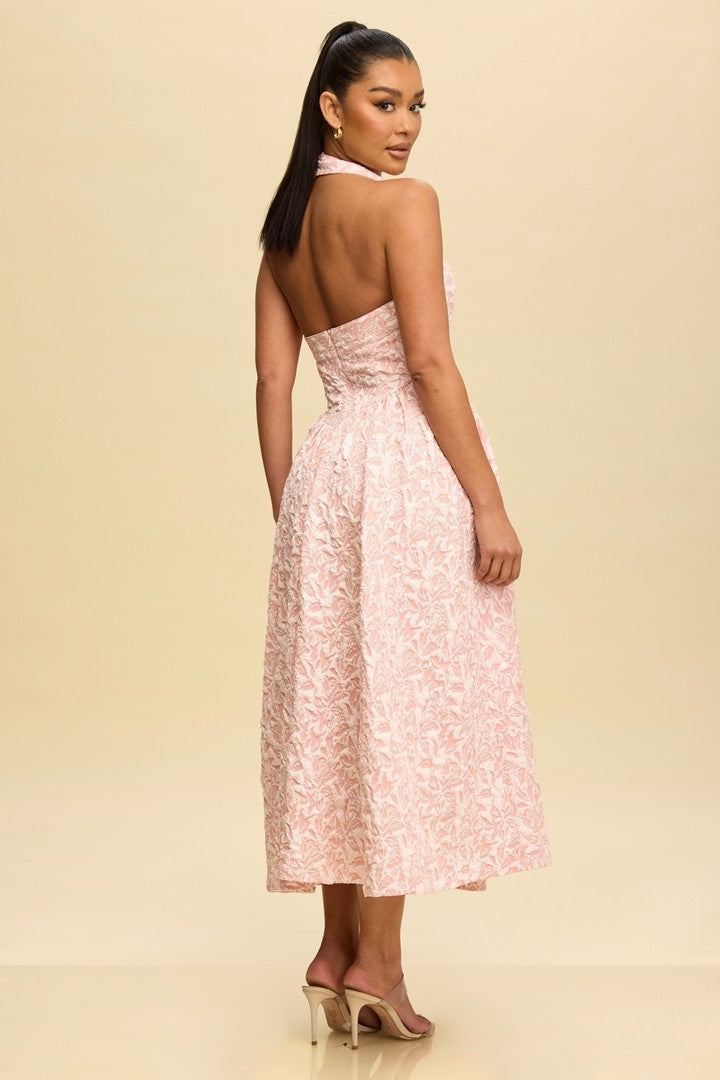 Puff Jacquard Midi Dress