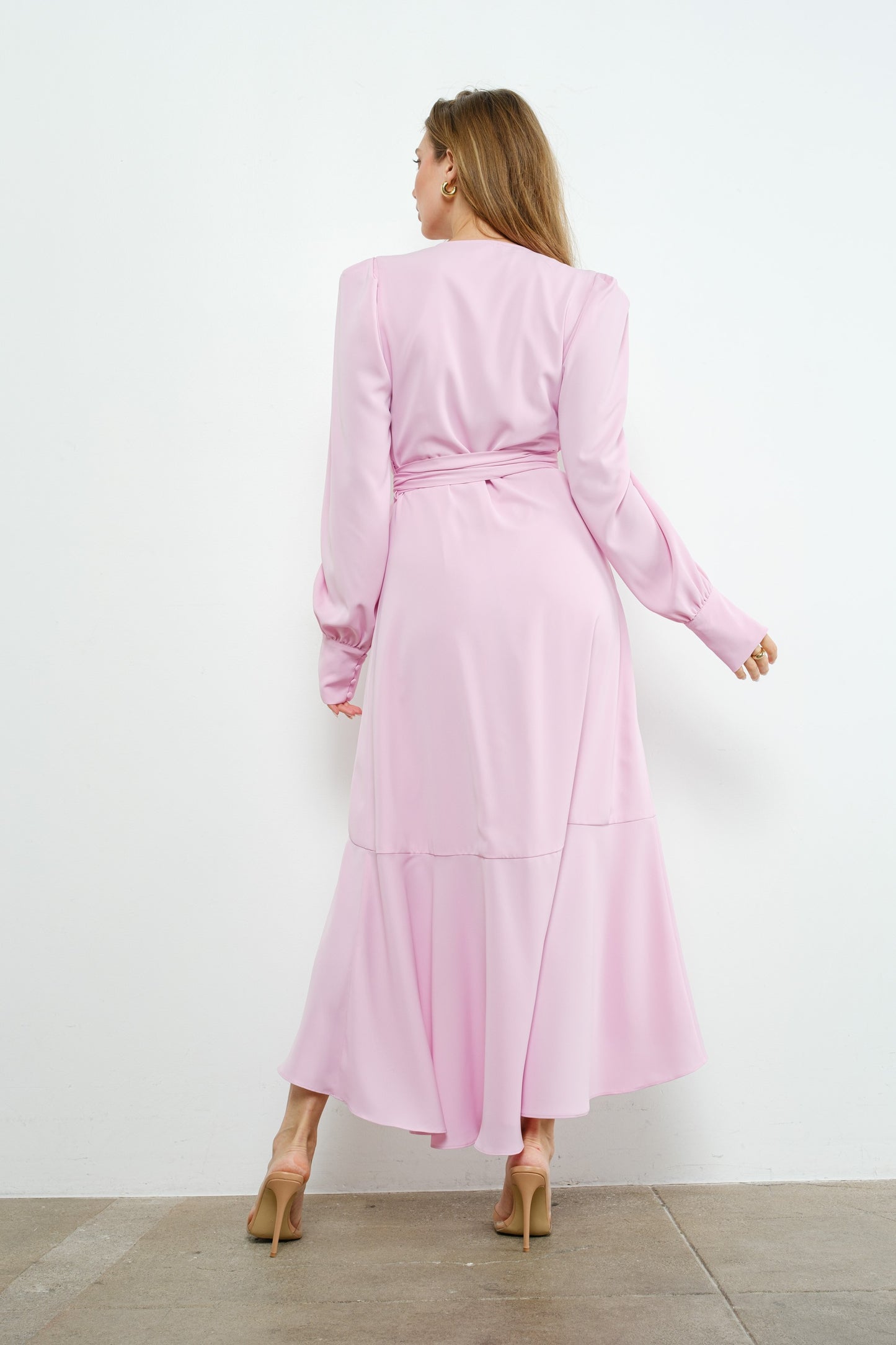 Asymmetric Ruffle Wrap Dress