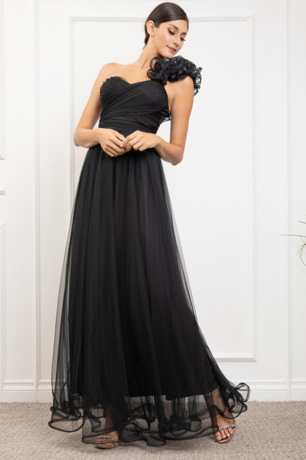 One Shoulder Mech Dress W/ Back Lacing