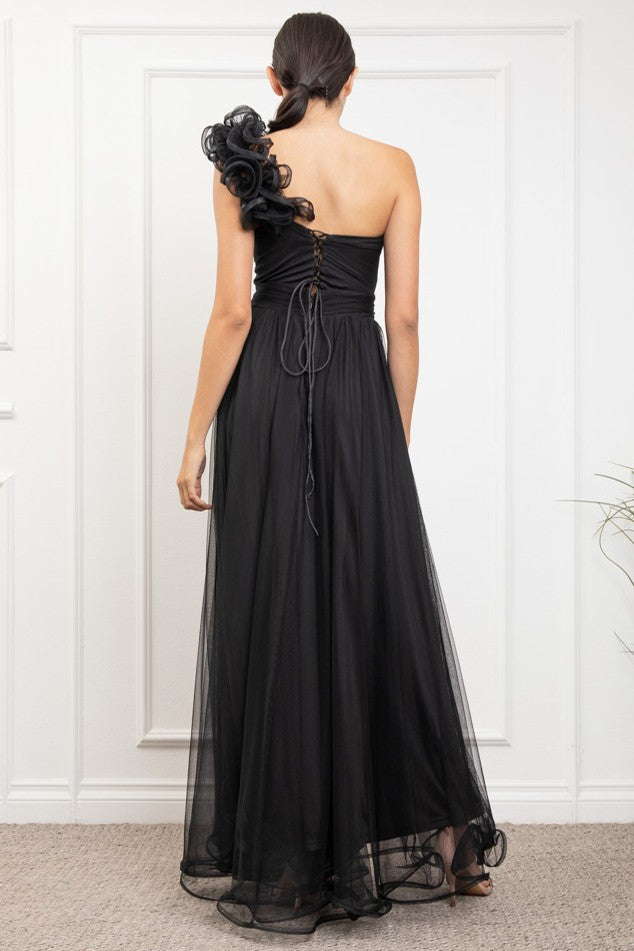 One Shoulder Mech Dress W/ Back Lacing