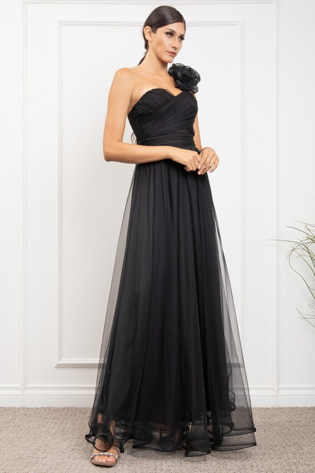One Shoulder Mech Dress W/ Back Lacing