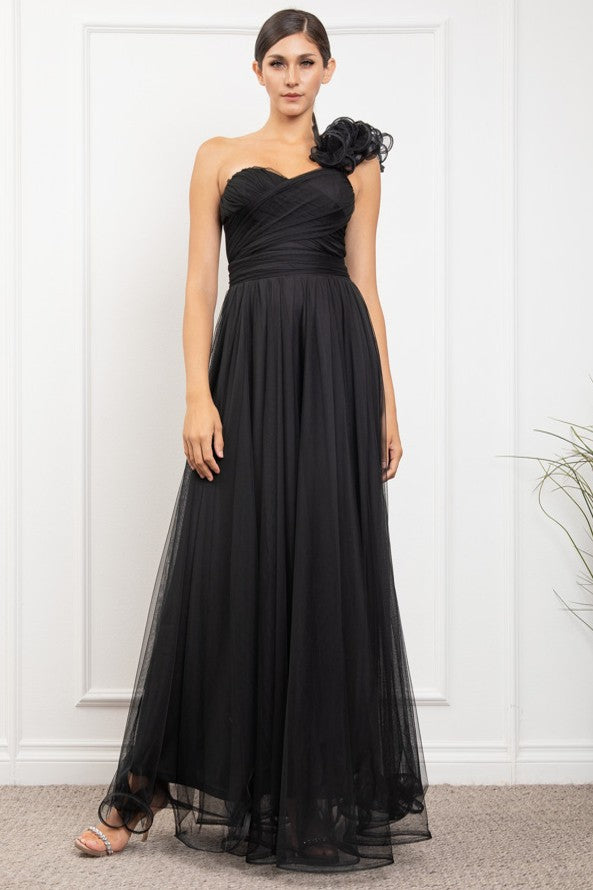 One Shoulder Mech Dress W/ Back Lacing