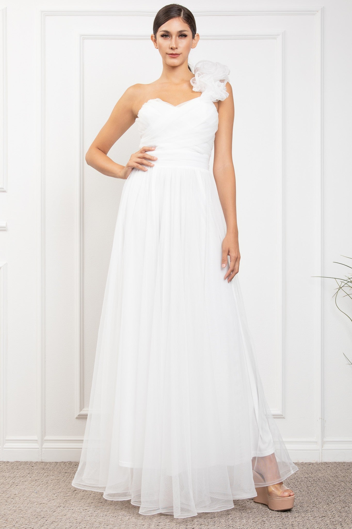One Shoulder Mech Dress W/ Back Lacing