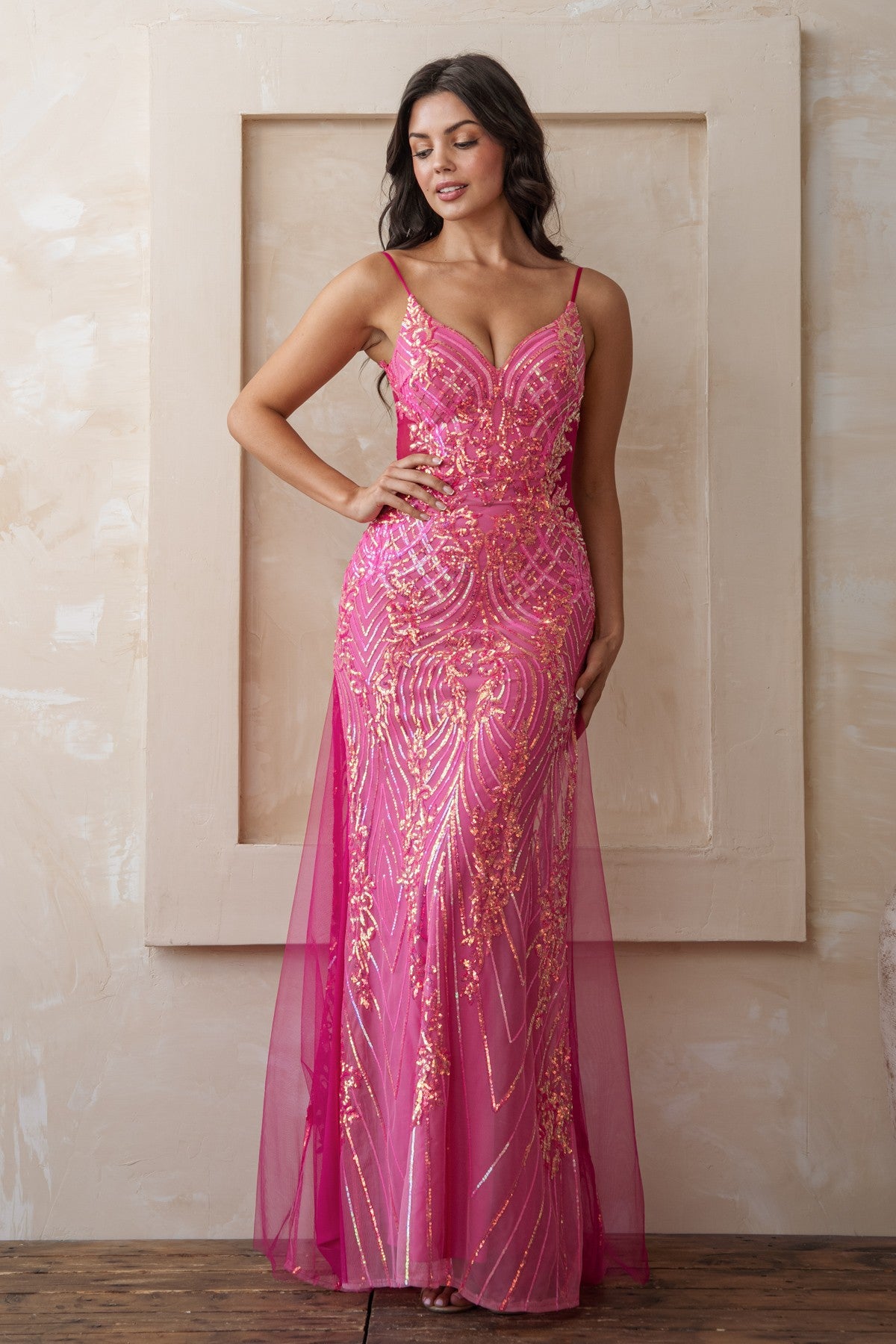 Sequin Overlay Mermaid Tulle Maxi