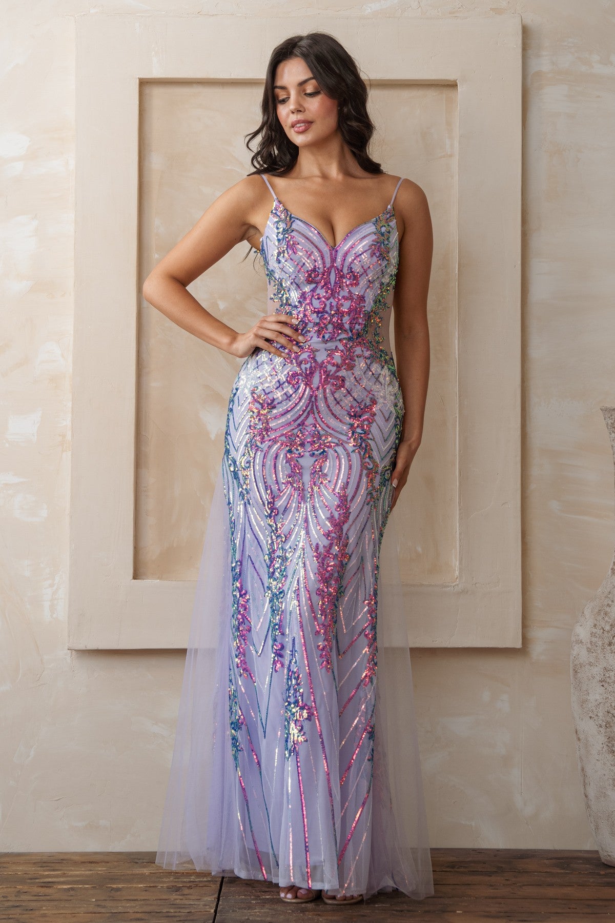 Sequin Overlay Mermaid Tulle Maxi