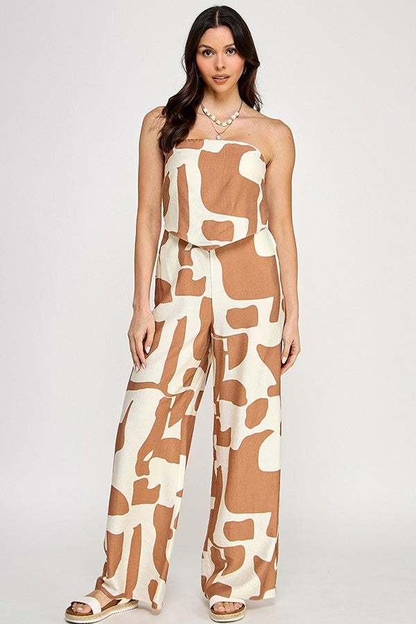 Printed Handkerchief Hem Top Jumpsuit