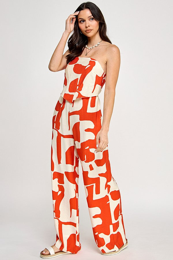 Printed Handkerchief Hem Top Jumpsuit