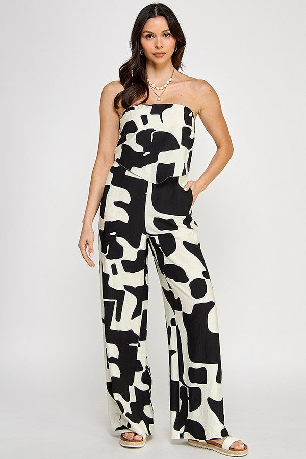 Printed Handkerchief Hem Top Jumpsuit