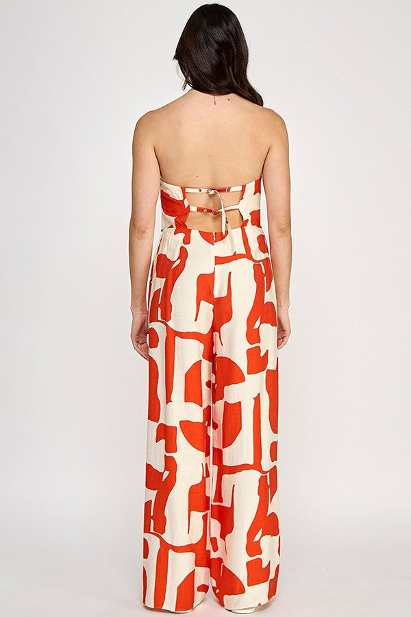 Printed Handkerchief Hem Top Jumpsuit
