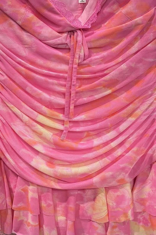 Asymmetrical Ruffle Hem Mini Summer Dress