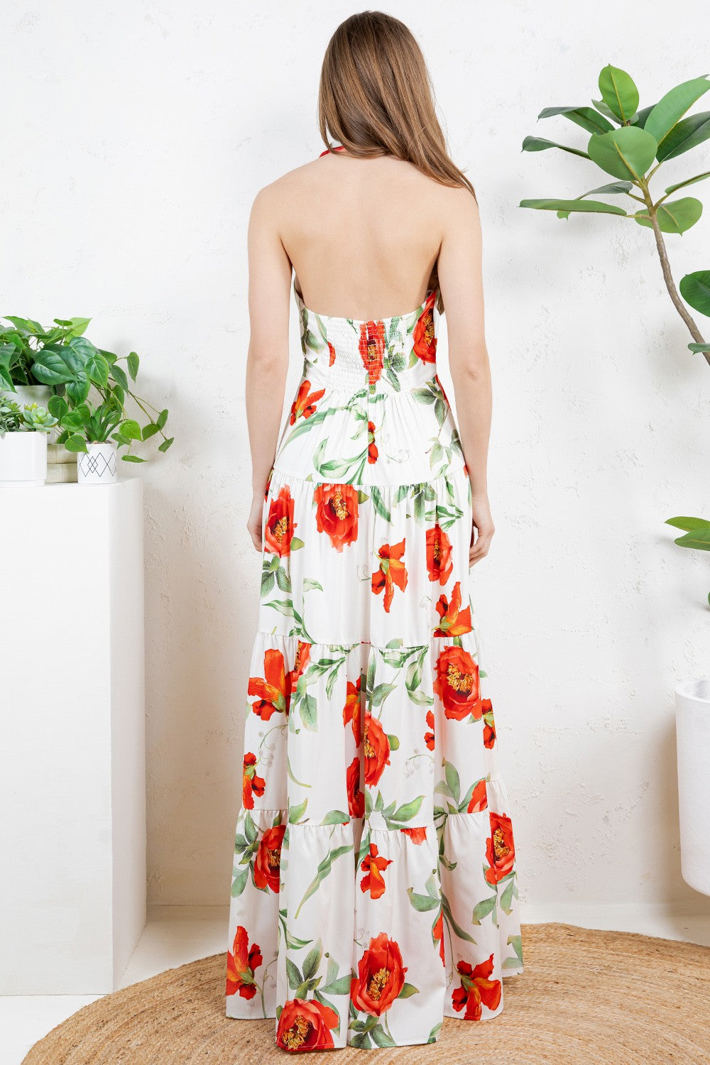 Collared Open Back Maxi Dress
