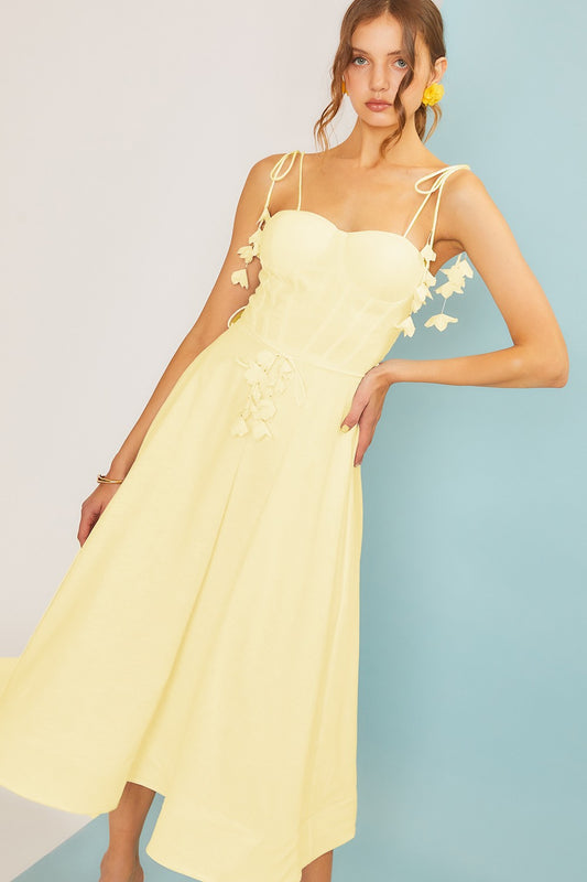 Self Tie Belt Flare Summer Midi Dress