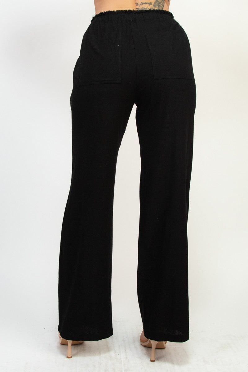 Paperbag Straight-cut Linen Pants