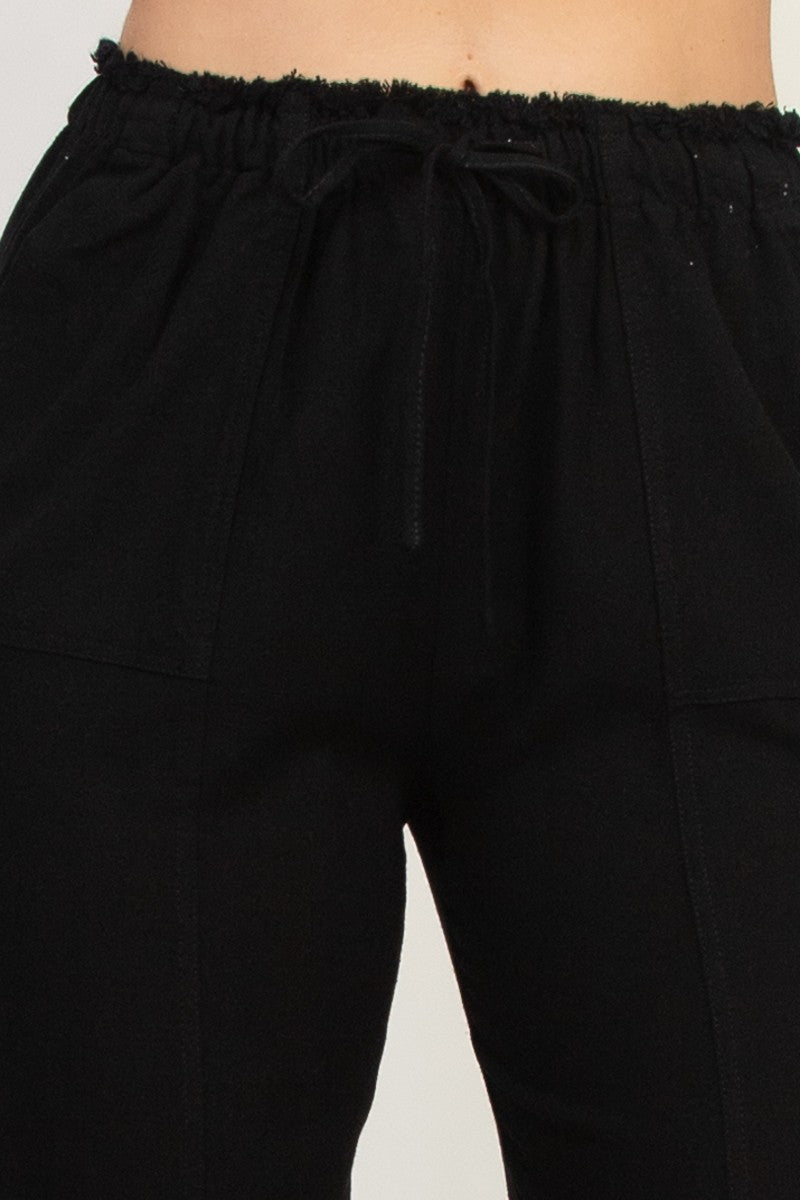Paperbag Straight-cut Linen Pants