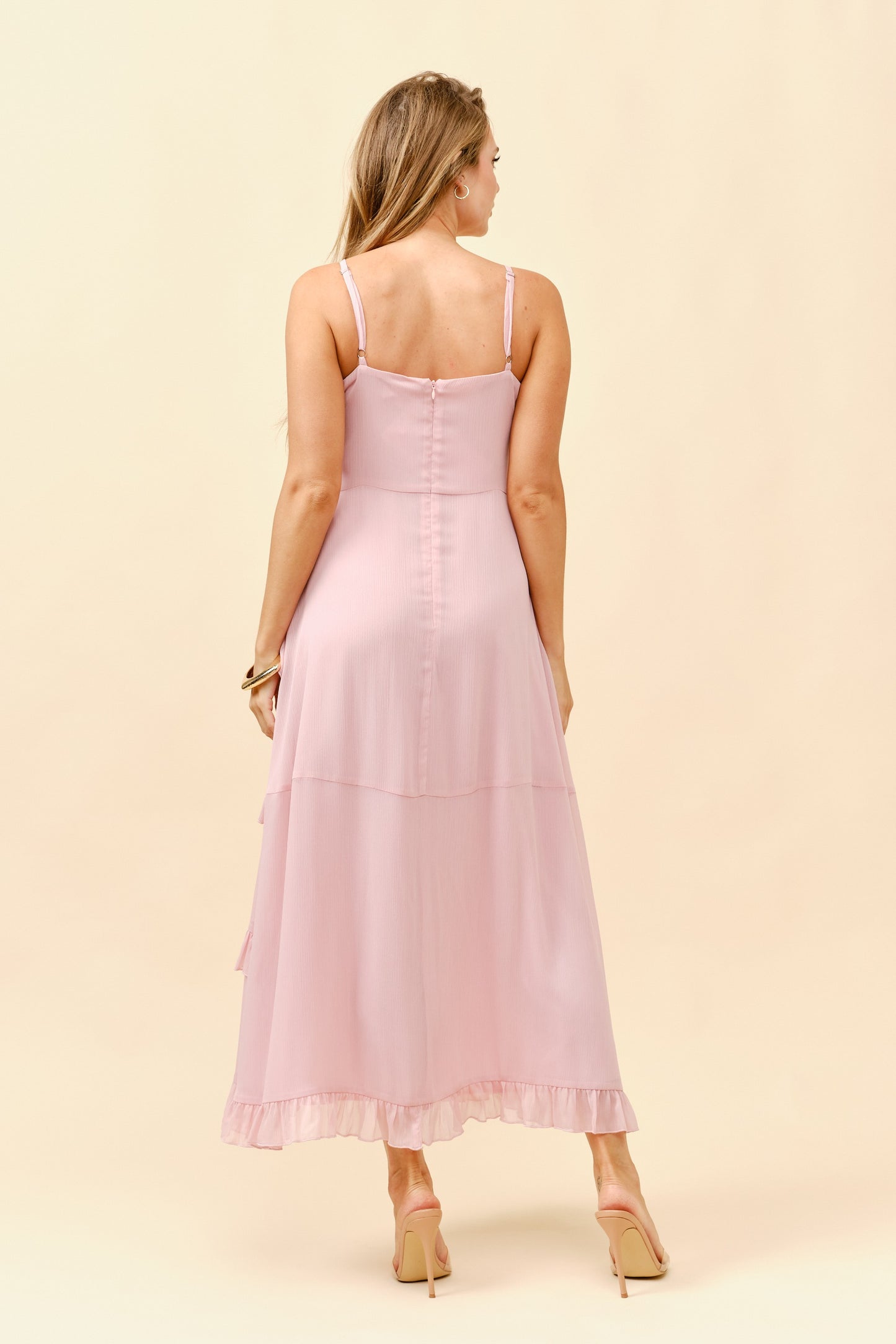 Boho Ruffled Trim Chiffon Maxi Dress