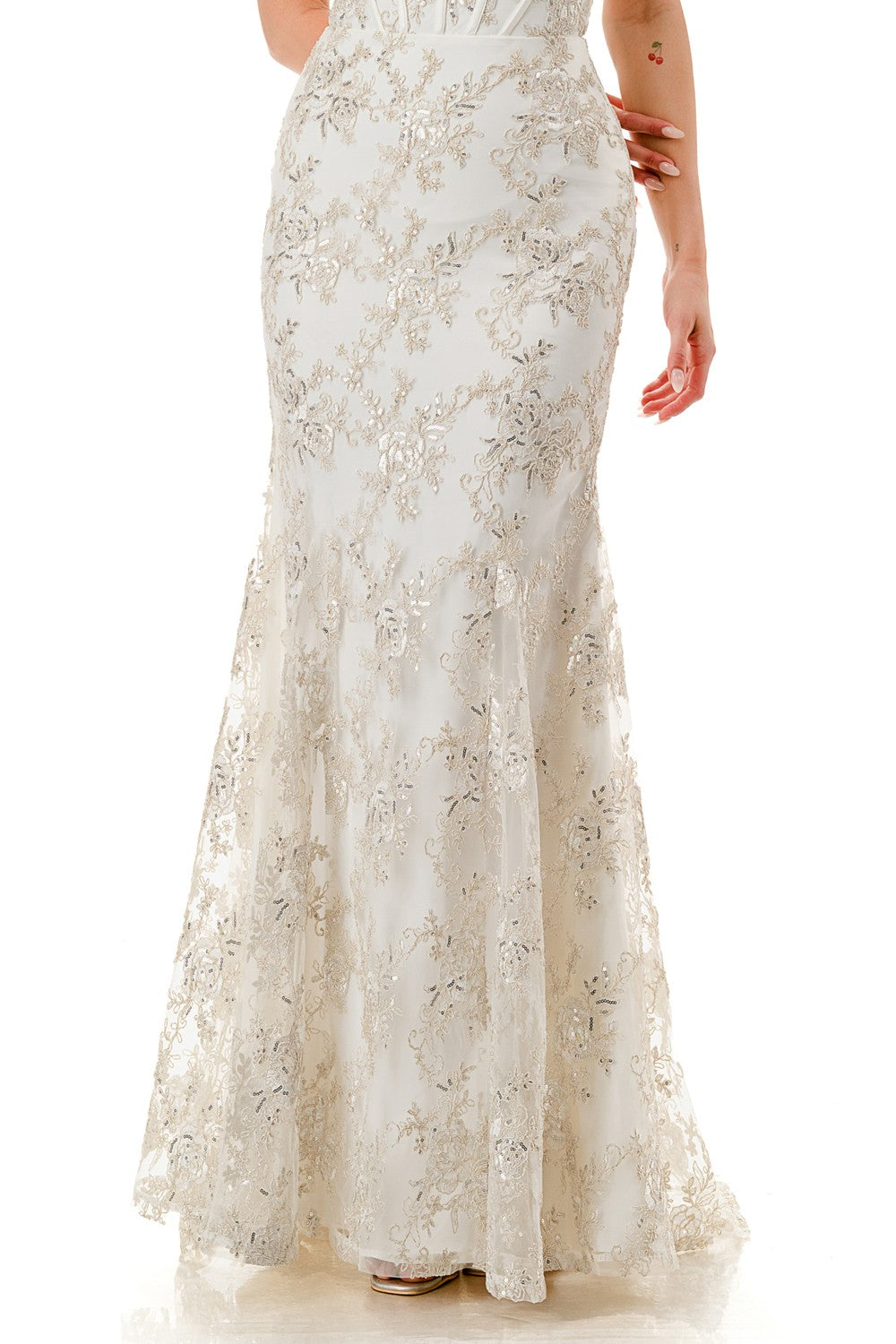Sequin Floral Mermaid Maxi Cocktail Dress