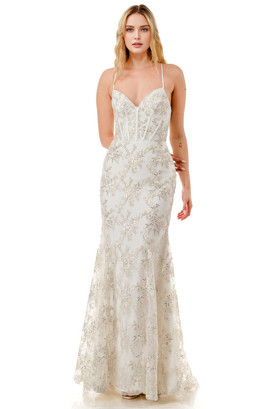 Sequin Floral Mermaid Maxi Cocktail Dress